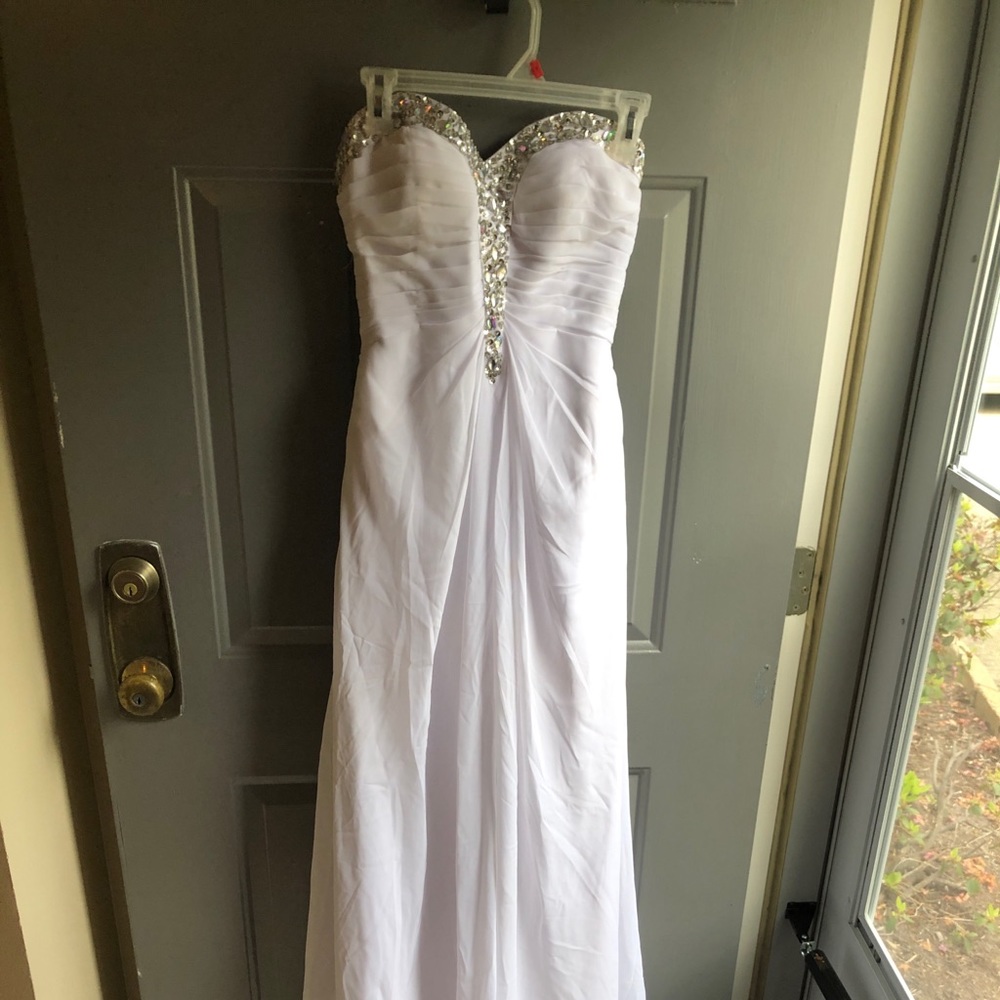 White Floor Length Prom Dress